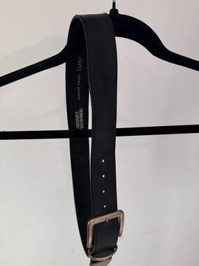 Black Leather Belt with Buckle